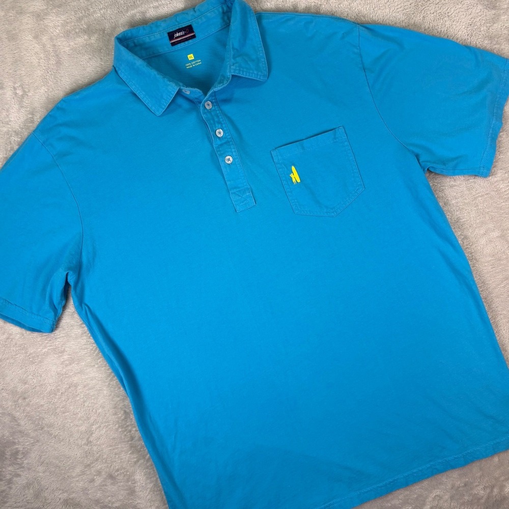 Johnnie-O Men's West Coast Prep Polo Shirt Sz XL Electric Blue Short Sleeve Logo